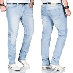 ALESSANDRO SALVARINI Herren Slim Fit Jeans Hose Denim Stretch-Jeans Jeanshose [AS-161-Hellblau-W33 L32] von ALESSANDRO SALVARINI