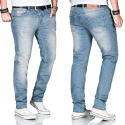 ALESSANDRO SALVARINI Herren Slim Fit Jeans Hose Denim Stretch-Jeans Jeanshose [AS-162-Mittelblau-W30 L34] von ALESSANDRO SALVARINI