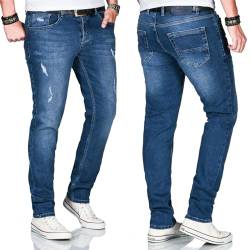 ALESSANDRO SALVARINI Herren Slim Fit Jeans Hose Denim Stretch-Jeans Jeanshose [AS-163-Dunkelblau-W33 L30] von ALESSANDRO SALVARINI