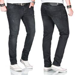 ALESSANDRO SALVARINI Herren Slim Fit Jeans Hose Denim Stretch-Jeans Jeanshose [AS-165-Schwarz-W38 L34] von ALESSANDRO SALVARINI