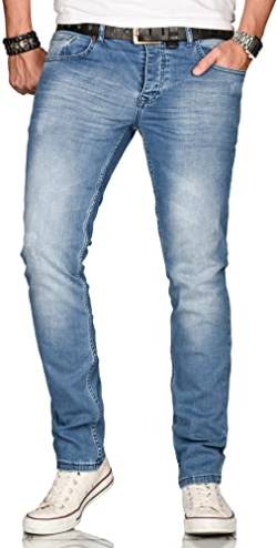 ALESSANDRO SALVARINI Herren Slim Fit Jeans Hose Denim Stretch-Jeans Jeanshose Washed [AS-080-W31 L34] von ALESSANDRO SALVARINI