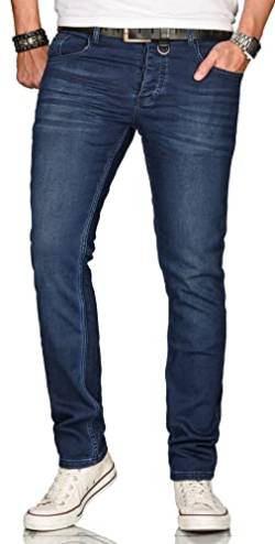 ALESSANDRO SALVARINI Herren Slim Fit Jeans Hose Denim Stretch-Jeans Jeanshose Washed [AS-084-W32-L36] von ALESSANDRO SALVARINI