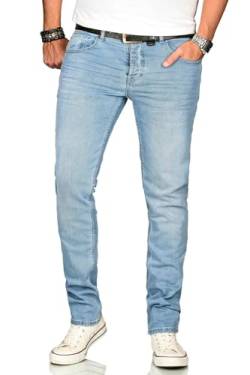 ALESSANDRO SALVARINI Herren Slim Fit Jeans Hose Denim Stretch-Jeans Jeanshose Washed [AS-172M1-Hellblau-W30 L30] von ALESSANDRO SALVARINI