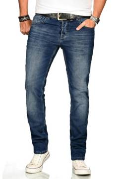 ALESSANDRO SALVARINI Herren Slim Fit Jeans Hose Denim Stretch-Jeans Jeanshose Washed [AS-173M1-Blau-W31 L34] von ALESSANDRO SALVARINI