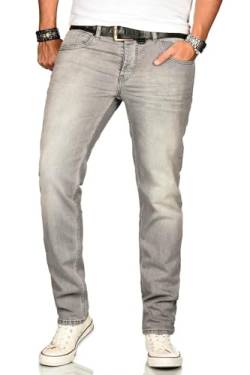 ALESSANDRO SALVARINI Herren Slim Fit Jeans Hose Denim Stretch-Jeans Jeanshose Washed [AS-174M1-Hellgrau-W31 L30] von ALESSANDRO SALVARINI