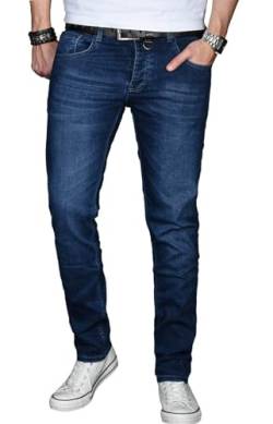 ALESSANDRO SALVARINI Herren Slim Fit Jeans Hose Denim Stretch-Jeans Jeanshose Washed [AS025 - Dunkelblau - W32 L30] von ALESSANDRO SALVARINI