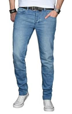 ALESSANDRO SALVARINI Herren Slim Fit Jeans Hose Denim Stretch-Jeans Jeanshose Washed [AS026 - Hellblau - W30 L30] von ALESSANDRO SALVARINI