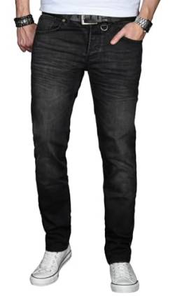 ALESSANDRO SALVARINI Herren Slim Fit Jeans Hose Denim Stretch-Jeans Jeanshose Washed [AS027 - Schwarz - Washed - W33 L30] von ALESSANDRO SALVARINI