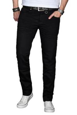 ALESSANDRO SALVARINI Herren Slim Fit Jeans Hose Denim Stretch-Jeans Jeanshose Washed [AS028 - Schwarz - W36 L34] von ALESSANDRO SALVARINI