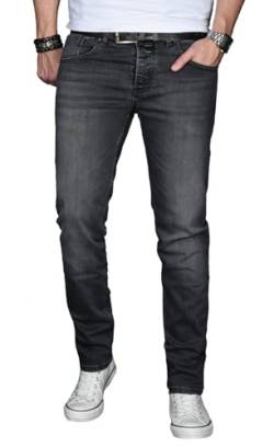 ALESSANDRO SALVARINI Herren Slim Fit Jeans Hose Denim Stretch-Jeans Jeanshose Washed [AS030 - Dunkelgrau - W34 L32] von ALESSANDRO SALVARINI