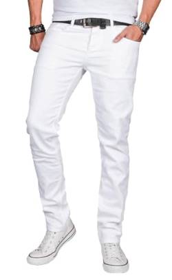 ALESSANDRO SALVARINI Herren Slim Fit Jeans Hose Denim Stretch-Jeans Jeanshose Washed [AS040 - Weiss - W36 L30] von ALESSANDRO SALVARINI
