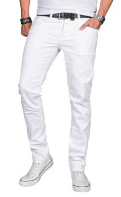 ALESSANDRO SALVARINI Herren Slim Fit Jeans Hose Denim Stretch-Jeans Jeanshose Washed [AS040 - Weiss - W38 L32] von ALESSANDRO SALVARINI