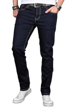 ALESSANDRO SALVARINI Herren Slim Fit Jeans Hose Denim Stretch-Jeans Jeanshose Washed [AS042 - Denim Blue - W33 L30] von ALESSANDRO SALVARINI