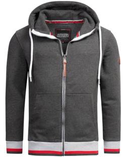 ALESSANDRO SALVARINI Herren Sweater Jacke Hoodie Zipper Sweatjacke mit Kapuze AS310 [AS-310 - Dunkelgrau Größe XL - Gr. XL] von ALESSANDRO SALVARINI