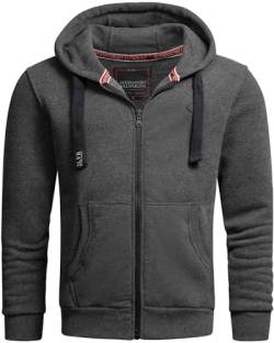 ALESSANDRO SALVARINI Herren Sweatjacke Kapuzenjacke Hoodie Sweater [AS-313-Dunkelgrau-Gr.L] von ALESSANDRO SALVARINI