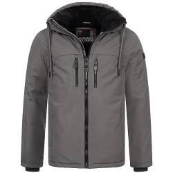 ALESSANDRO SALVARINI Herren Winter Jacke warm Winterjacke Teddyfell Kapuze AS-332 [AS-332-Dunkelgrau-Gr.XXL] von ALESSANDRO SALVARINI