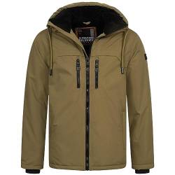 ALESSANDRO SALVARINI Herren Winter Jacke warm Winterjacke Teddyfell Kapuze AS-332 [AS-332-Olive-Gr.L] von ALESSANDRO SALVARINI