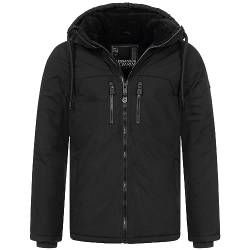 ALESSANDRO SALVARINI Herren Winter Jacke warm Winterjacke Teddyfell Kapuze AS-332 [AS-332-Schwarz-Gr.XXL] von ALESSANDRO SALVARINI