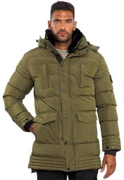 ALESSANDRO SALVARINI Warme Herren Designer Winter Jacke Parka lang AS285 [AS-285-Dark-Olive-Gr.L] von ALESSANDRO SALVARINI