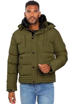 ALESSANDRO SALVARINI Winterjacke Herren - Wasserabweisend, Abnehmbare Kapuze, Gefüttert, Warm, Winddicht, Jacke Herren Winter Mann, Teddyfell Fell - Dark Olive XL von ALESSANDRO SALVARINI