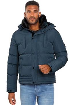 ALESSANDRO SALVARINI Winterjacke Herren - Wasserabweisend, Abnehmbare Kapuze, Gefüttert, Warm, Winddicht, Jacke Herren Winter Mann, Teddyfell Fell - Navy S von ALESSANDRO SALVARINI