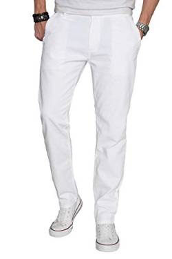 Alessandro Salvarini A. Salvarini Herren Designer Chino Stoff Hose Chinohose Regular Fit AS016, 30W / 30L, Weiß von ALESSANDRO SALVARINI