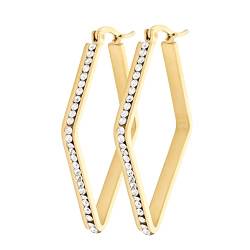 ALEXAH – Diamantohrringe - Versilberte und vergoldete Ohrringe - Größe: 4,50 cm und Verschluss oben - Sehr leichtes und originelles Reifendesign - Damenschmuck (Gold) von ALEXAH