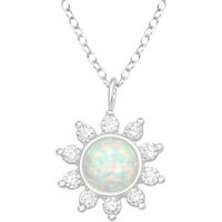 ALEXANDER YORK Kette mit Anhänger BLUME Opal und Zirkonia, 2-tlg., 925 Sterling Silber von ALEXANDER YORK