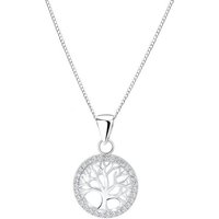 ALEXANDER YORK Kette und Anhänger Set TREE OF LIFE LEBENSBAUM Zirkonia weiß, 2-tlg., 925 Sterling Silber von ALEXANDER YORK