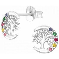 ALEXANDER YORK Paar Ohrstecker TREE OF LIFE Zirkonia regenbogenfarben, 2-tlg., 925 Sterling Silber von ALEXANDER YORK