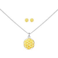 ALEXANDER YORK Schmuckset FLOWER OF LIFE LEBENSBLUME in Gold, 4-tlg (Kette mit Anhänger, Ohrstecker), 925 Sterling Silber von ALEXANDER YORK