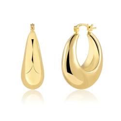 ALEXCRAFT 14K Dick Creolen Gold Goldener Ohrringe Vergoldet für Damen Chunky Hoops Gold Geschenk für Frauen Freundin Mama Mädchen von ALEXCRAFT