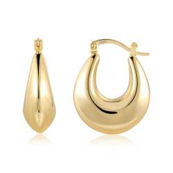 ALEXCRAFT 14K Dick Ohrringe Gold Vergoldet Goldener Creolen für Damen Chunky Hoops Gold Gift für Frauen Freundin Mama Mädchen von ALEXCRAFT