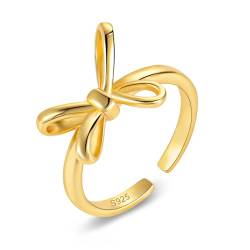 ALEXCRAFT 14K Schleifen Gold Ringe Damen Silber 925 Vergoldet Ringe Geschenk für Frauen Freundin Mama Mädchen von ALEXCRAFT