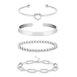 ALEXCRAFT Armband Damen Silber Set Schmuck Silber Armkette Geschenk für Frauen Freundin Mama Mädchen von ALEXCRAFT