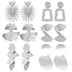 ALEXCRAFT Boho Ohrringe Hängende Silber Groß Set für Damen Mädchen Modeschmuck Ohrringe Silber Set Ohrringe Damen von ALEXCRAFT