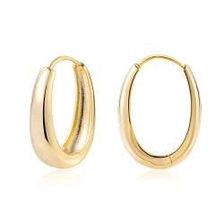 ALEXCRAFT Chunky Creolen Gold 14K Oval Ohrringe Gold Goldene Ohrringe Damen Hypoallergen Gold Hoop Earrings von ALEXCRAFT