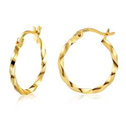 ALEXCRAFT Creolen Gold Ohrringe Gold Goldene Ohrringe Damen Hypoallergen 14 K Hoop Earrings for Women von ALEXCRAFT