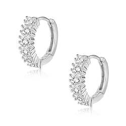 ALEXCRAFT Cubic Zirkonia Creolen Ohrringe Silber 925 Klein für Damen Hypoallergen Silver Hoop Earrings von ALEXCRAFT