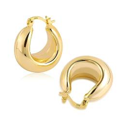 ALEXCRAFT Dick Creolen Gold Klein Goldener Ohrringe Damen Hypoallergen Chunky Hoops Gold Geschenk für Frauen Freundin Mama Mädchen von ALEXCRAFT