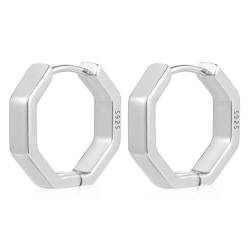 ALEXCRAFT Dick Hexagon Ohrringe Creolen Silber 925 Klein Damen Geschenk für Frauen Freundin Mama Mädchen von ALEXCRAFT