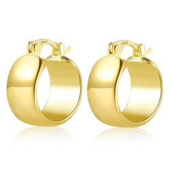 ALEXCRAFT Dick Ohrringe Gold 14K Goldene Creolen Damen Klein Vergoldete Ohrringe Geschenk für Frauen Freundin Mama Mädchen von ALEXCRAFT