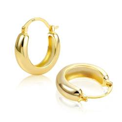 ALEXCRAFT Dick Ohrringe Gold Creolen Breit Klein Damen Vergoldet Chunky Hoops Gold Gift für Frauen Freundin Mädchen Mama von ALEXCRAFT