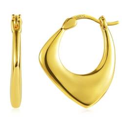 ALEXCRAFT Dick Ohrringe Gold Creolen Eckig Klein Damen 14K Vergoldete Ohrringe Geschenk für Frauen Freundin Mama Mädchen von ALEXCRAFT