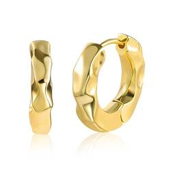 ALEXCRAFT Dicke Creolen Gold Ohrringe Klein Damen Chunky Gold Hoop Earrings Geschenk für Frauen Freundin Mama Mädchen von ALEXCRAFT
