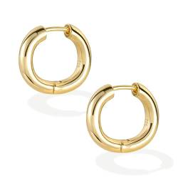 ALEXCRAFT Dicke Ohrringe Gold Creolen 14K Chunky Goldene Ohrringe Damen Geschenk für Frauen Freundin Mama Mädchen von ALEXCRAFT