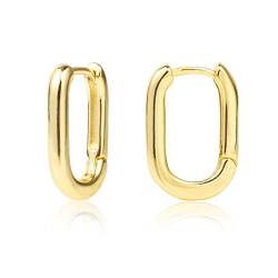 ALEXCRAFT Eckig Creolen Gold Klein Hypoallergen Ovale U-förmige Huggie Vergoldete Ohrringe für Damen von ALEXCRAFT