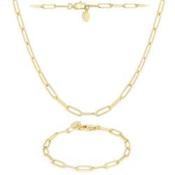 ALEXCRAFT Gliederkette Edelstahl Lange Hammer Flachkette Ankerkette Gold Halskette mit Verstellbarem Hakenverschluss für DIY Schmuckherstellung von ALEXCRAFT