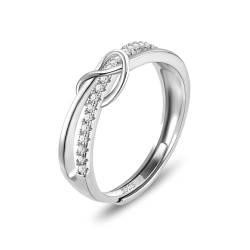 ALEXCRAFT Herz Ringe Silber 925 Damen mit Zirkonia Offene Verstellbare Geschenke für Frauen Freundin Mama Mädchen Valentinstag von ALEXCRAFT