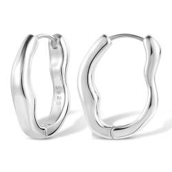 ALEXCRAFT Irregular Ohrringe Silber 925 Creolen Klein Chunky Silver Hoop Earrings Geschenk für Frauen Freundin Mama Mädchen von ALEXCRAFT